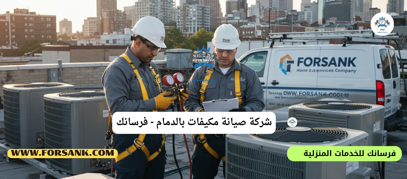 فريق شركة فرسانك المتخصص يجري صيانة شاملة لمكيف سبليت بالدمام